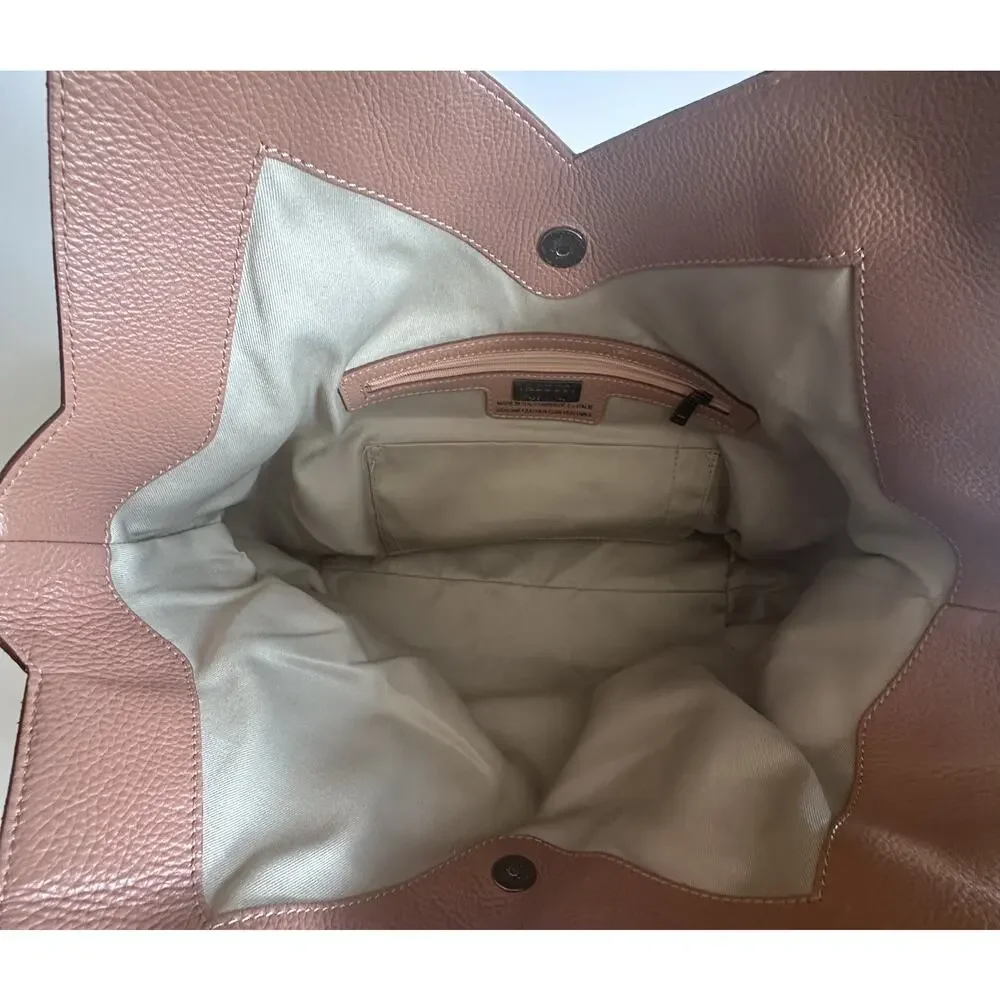 Iacucci Leather & Suede Woven Bag Hobo Purse Made in Italy Neutral Pink
